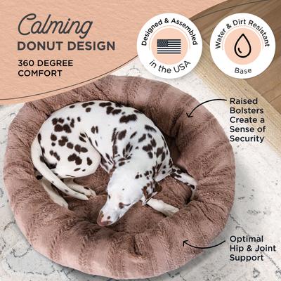 Show full view: Best Friends by Sheri Premium Herringbone Orthopedic Donut Dog & Cat Bed, Desert Rose, Medium slide 5 of 8
