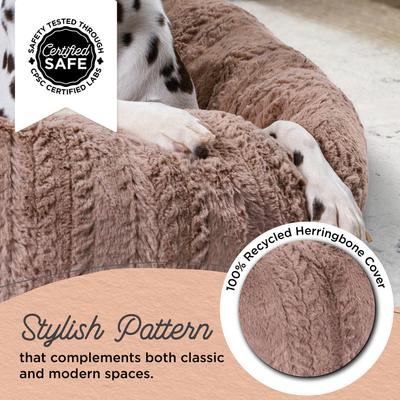 Show full view: Best Friends by Sheri Premium Herringbone Orthopedic Donut Dog & Cat Bed, Desert Rose, Medium slide 4 of 8