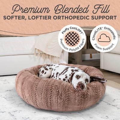 Show full view: Best Friends by Sheri Premium Herringbone Orthopedic Donut Dog & Cat Bed, Desert Rose, Medium slide 3 of 8