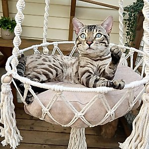Happy & Polly Boho Chic Macrame Cat Hammock Bed