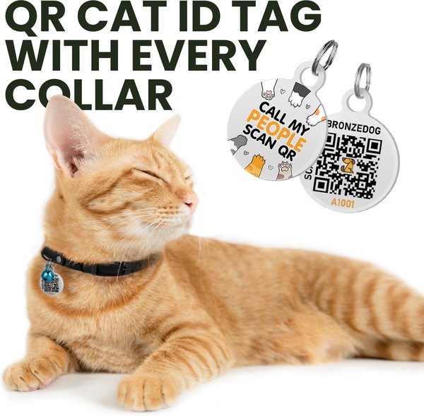 Show full view: BRONZEDOG Leather Cat Collar with Bell, Teal slide 3 of 8
