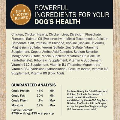 Show full view: Redbarn Powerfood Chicken High Protein Grain-Free Gently Air Dried Dog Food, 2.5-oz bag slide 8 of 12