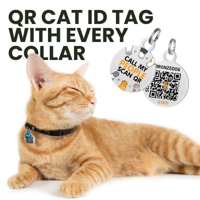 Show full view: BRONZEDOG Leather Cat Collar with Bell, Pink Berry slide 3 of 8