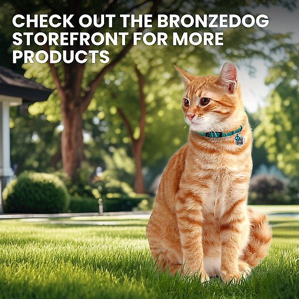 Show full view: BRONZEDOG Leather Cat Collar with Bell, Teal slide 6 of 8