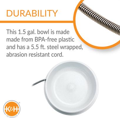 Show full view: K&H Pet Products Thermal-Bowl Outdoor Heated Cat & Dog Water Bowl, Granite, 1.5-gal slide 5 of 15