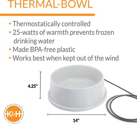 Show full view: K&H Pet Products Thermal-Bowl Outdoor Heated Cat & Dog Water Bowl, Granite, 1.5-gal slide 3 of 15
