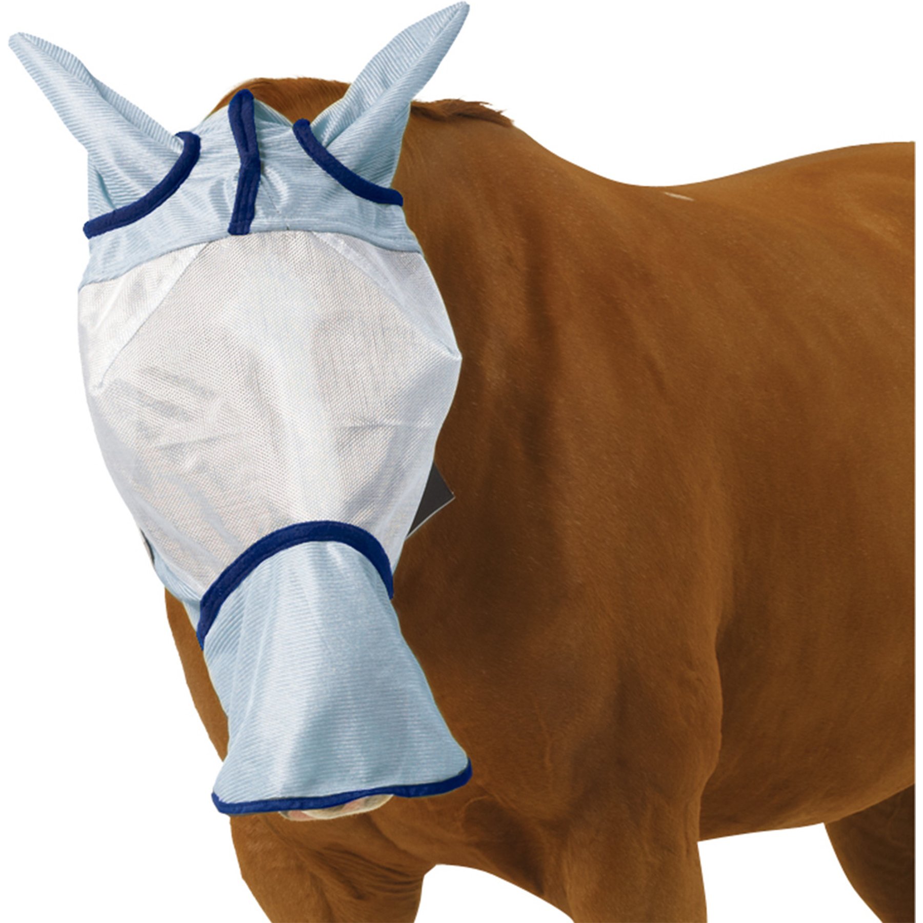 Ovation Super Fly Long Nose Horse Fly Mask, Lt Blue/Navy, Cob