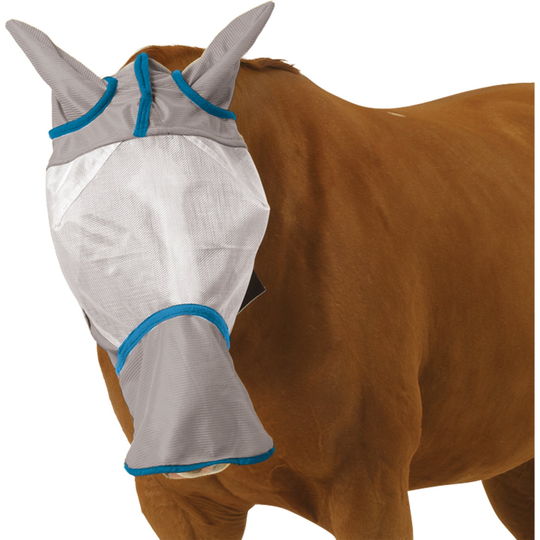 Ovation Super Fly Long Nose Horse Fly Mask, Grey/Teal, Oversize