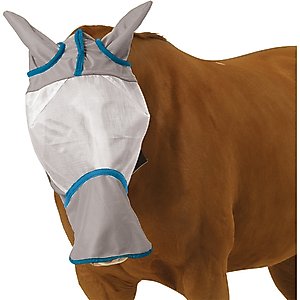 Ovation Super Fly Long Nose Horse Fly Mask, Grey/Teal, Horse