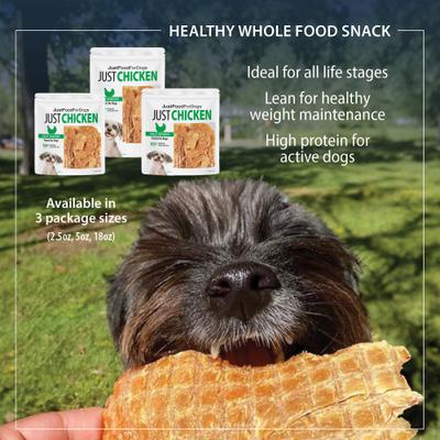 Show full view: JustFoodForDogs Chicken Breast Dehydrated Dog Treats, 2.5-oz, pack of 4 slide 8 of 8
