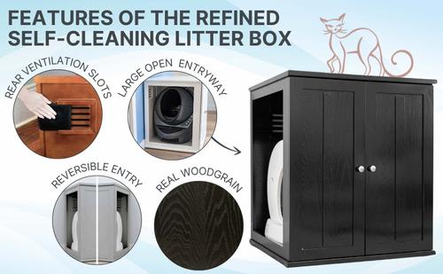 Show full view: The Refined Feline Self Cleaning Litter Box Cabinet, Espresso slide 5 of 10