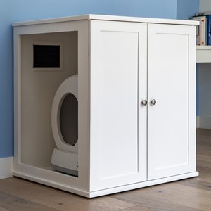 The Refined Feline Self Cleaning Litter Box Cabinet, White