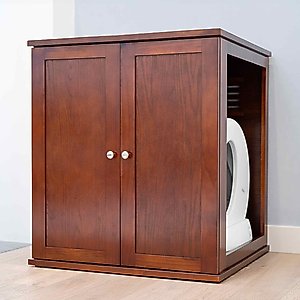 The Refined Feline Self Cleaning Litter Box Cabinet, Mahogany
