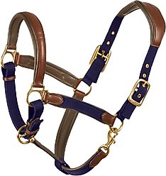 Ovation Luxor Cushion-Flex Horse Halter, Brown/Navy, Oversize