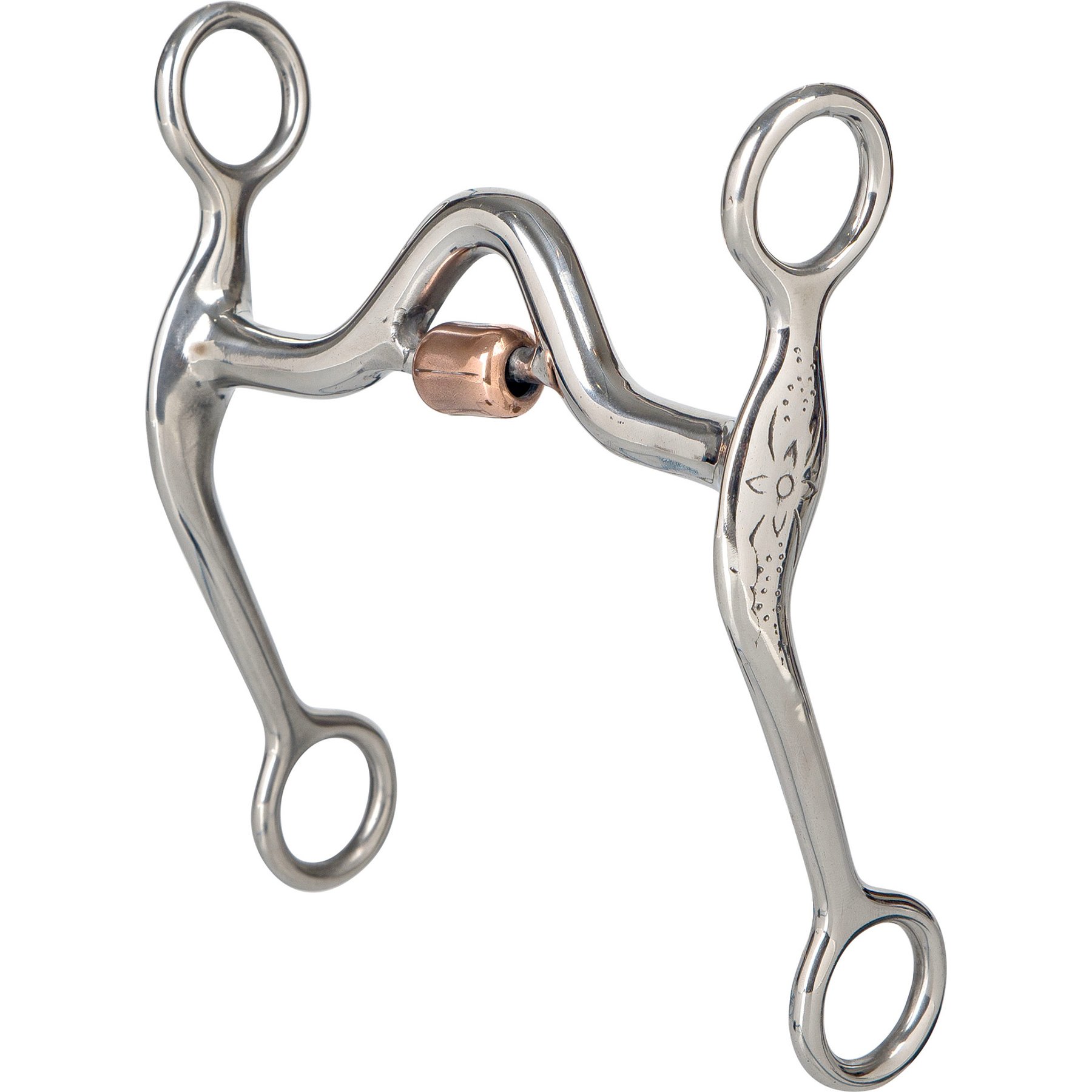 Centaur Ranch Turn-Two Stainless Steel Medium Port Roller Curb Horse Bit, 5-in