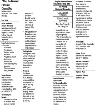 Show full view: PetArmor 7 Way Dewormer for Hookworms, Roundworms & Tapeworms for Small Breed Dogs, 2 count slide 7 of 9