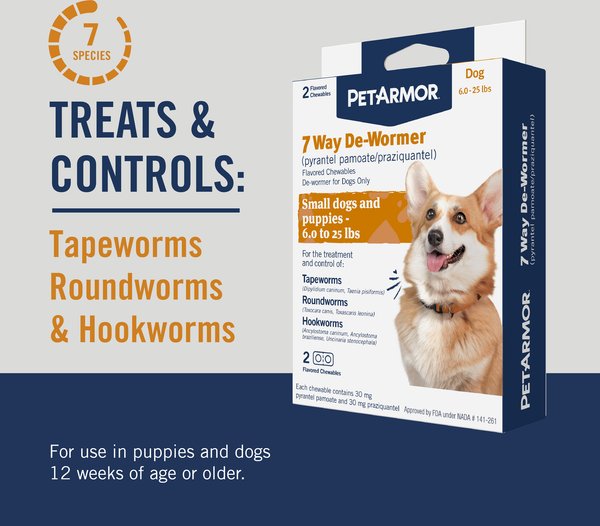 PetArmor 7 Way Dewormer for Hookworms, Roundworms & Tapeworms for Small Breed Dogs