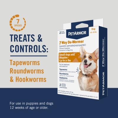 Show full view: PetArmor 7 Way Dewormer for Hookworms, Roundworms & Tapeworms for Small Breed Dogs, 2 count slide 2 of 9