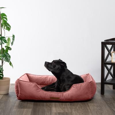 Show full view: MODERN THREADS Luxury Tufted Velvet Cuddler Dog & Cat Bed with Removable Cover, Rosewood, 34 x 25 x 9-in slide 4 of 8