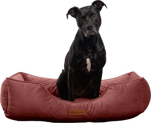 Show full view: MODERN THREADS Luxury Tufted Velvet Cuddler Dog & Cat Bed with Removable Cover, Rosewood, 34 x 25 x 9-in slide 3 of 8