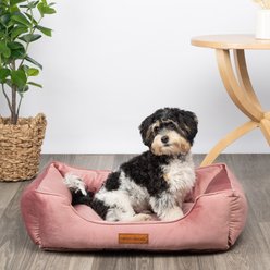 MODERN THREADS Luxury Tufted Velvet Cuddler Dog & Cat Bed, Rosewood, 28 x 21 x 9-in