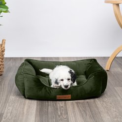 MODERN THREADS Luxury Tufted Velvet Cuddler Dog & Cat Bed, Forest Green, 28 x 21 x 9-in slide 2 of 9