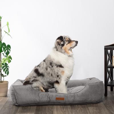 Show full view: MODERN THREADS Luxury Tufted Velvet Cuddler Dog & Cat Bed with Removable Cover, Charcoal, 34 x 25 x 9-in slide 3 of 9