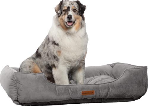 Show full view: MODERN THREADS Luxury Tufted Velvet Cuddler Dog & Cat Bed with Removable Cover, Charcoal, 34 x 25 x 9-in slide 4 of 9