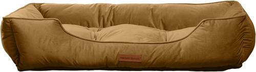Show full view: MODERN THREADS Luxury Tufted Velvet Cuddler Dog & Cat Bed with Removable Cover, Caramel, 42 x 30 x 10-in slide 2 of 9
