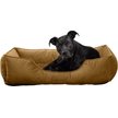 Show in main carousel: MODERN THREADS Luxury Tufted Velvet Cuddler Dog & Cat Bed with Removable Cover, Caramel, 34 x 25 x 9-in slide 3 of 8