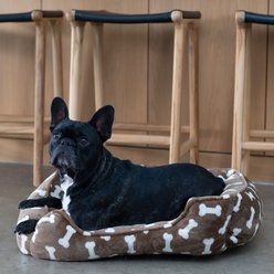 Wag and Wiggle All Over Bones Cuddler Dog Bed, Brown