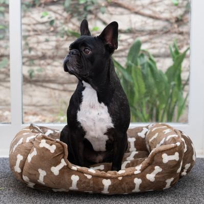 Show full view: Wag and Wiggle All Over Bones Cuddler Dog Bed, Brown slide 5 of 6