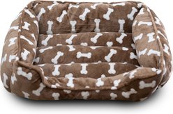Wag and Wiggle All Over Bones Cuddler Dog Bed, Brown slide 2 of 6