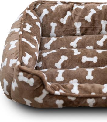 Show full view: Wag and Wiggle All Over Bones Cuddler Dog Bed, Brown slide 3 of 6