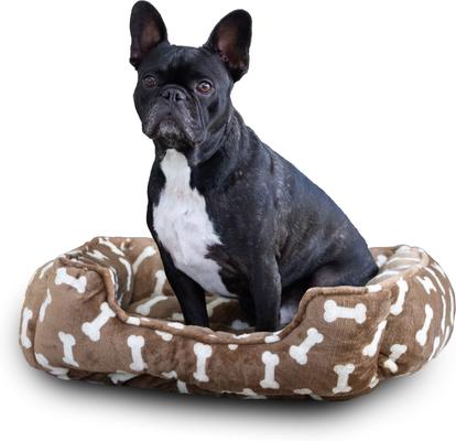 Show full view: Wag and Wiggle All Over Bones Cuddler Dog Bed, Brown slide 2 of 6