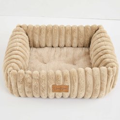 JESSICA SIMPSON Modern Ultra Luxurious Rabbit Fur Cuddler Dog & Cat Bed with Removable Cover, Brown slide 2 of 4