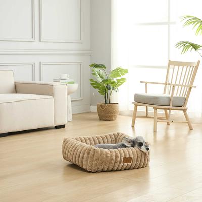 Show full view: JESSICA SIMPSON Modern Ultra Luxurious Rabbit Fur Cuddler Dog & Cat Bed with Removable Cover, Brown slide 4 of 4