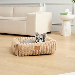 Lesure Calming Cute Modern Plush Jacquard Shaggy Orthopedic Anti-Slip Donut Dog & Cat Bed with Removable Cover