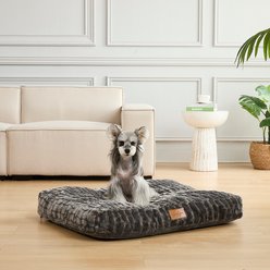 JESSICA SIMPSON Faux Fur Calming Pillow Dog & Cat Bed with Removable Cover, Dark Grey slide 2 of 4