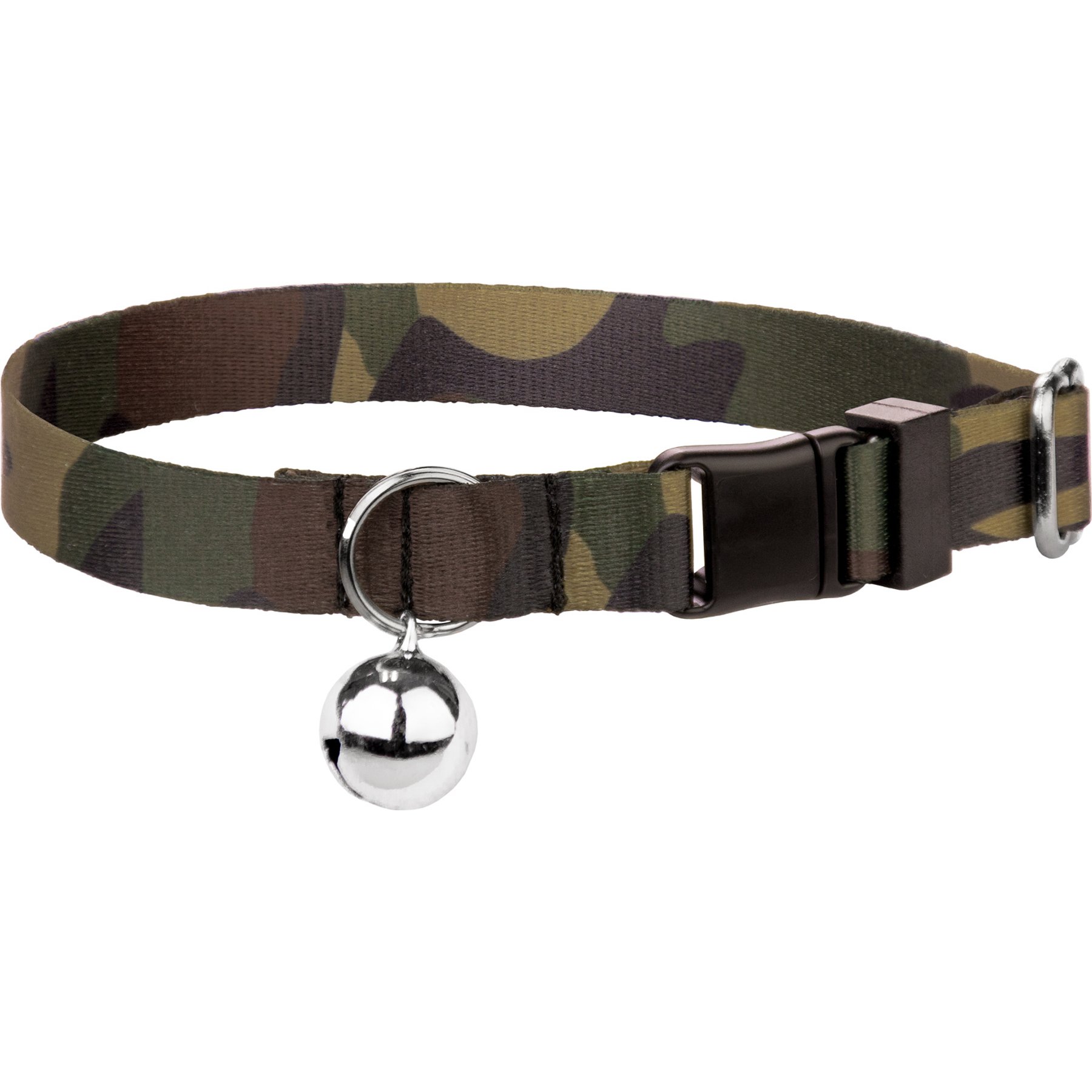 Country Brook Petz Woodland Camo Breakaway Cat Collar, Green, 8 to 12 in neck, 1/2-in wide