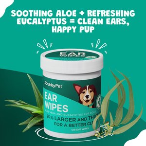 Scrubby Aloe Vera & Eucalyptus Hypoallergenic Dog Ear Wipes, 125 count