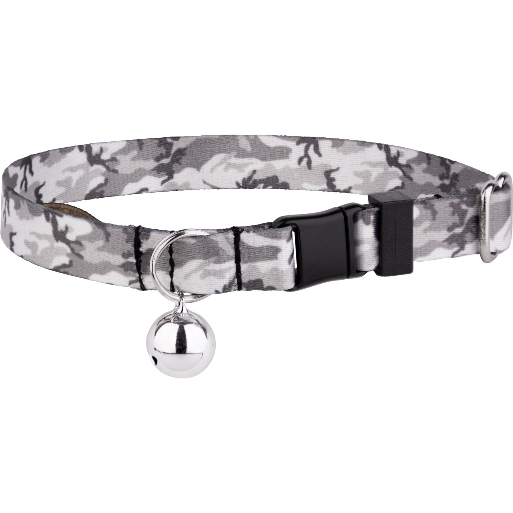 Country Brook Petz Urban Camo Breakaway Cat Collar, Grey, 8 to 12 in neck, 1/2-in wide