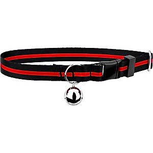 Country Brook Petz Thin Red Line Breakaway Cat Collar, Black, 8 to 12 in neck, 1/2-in wide
