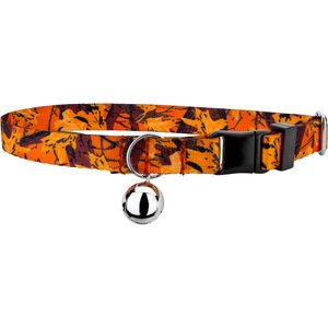 Country Brook Petz Orange Sunset Camo Breakaway Cat Collar, Orange, 8 to 12 in neck, 1/2-in wide