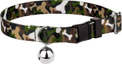 Country Brook Petz Woodland Bone Camo Breakaway Cat Collar, Green, 8 to 12 in neck, 1/2-in wide