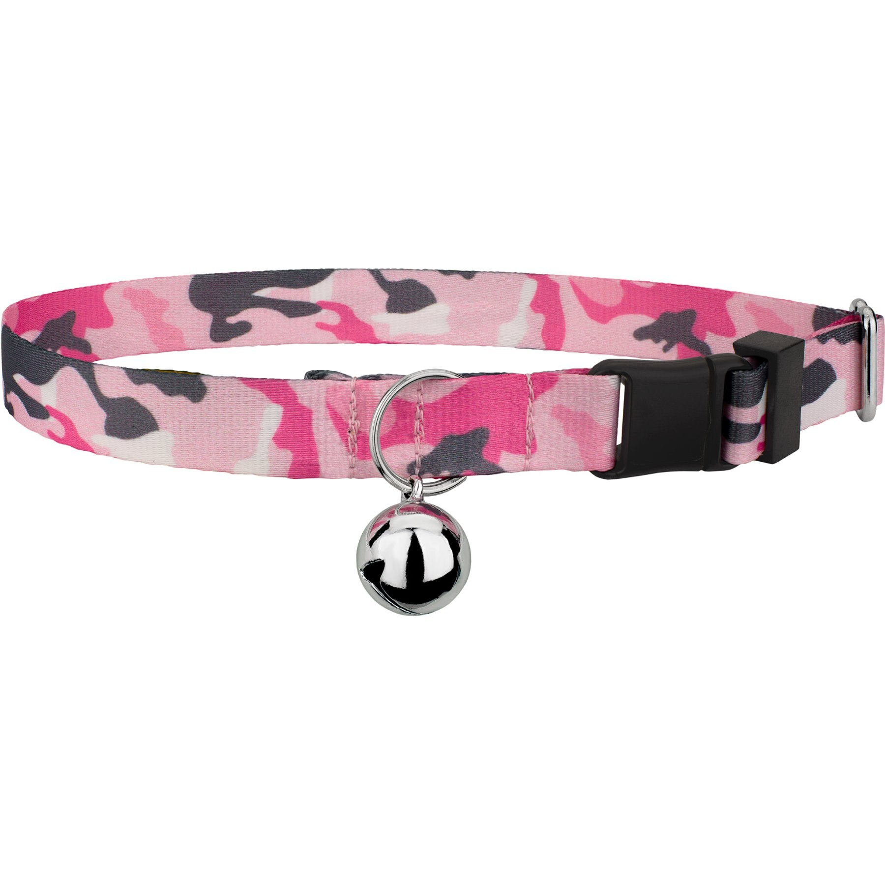 Country Brook Petz Pink & Grey Camo Breakaway Cat Collar, Pink, 8 to 12 in neck, 1/2-in wide