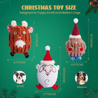 Show full view: Nocciola Christmas Squeaky Plush Toys, 3 count slide 4 of 6