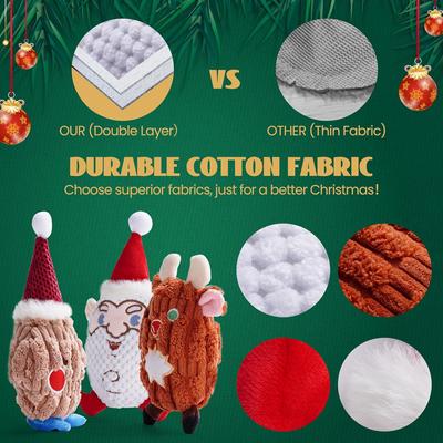 Show full view: Nocciola Christmas Squeaky Plush Toys, 3 count slide 3 of 6