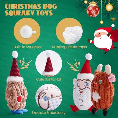 Show full view: Nocciola Christmas Squeaky Plush Toys, 3 count slide 2 of 6