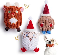 Nocciola Christmas Squeaky Plush Toys, 3 count